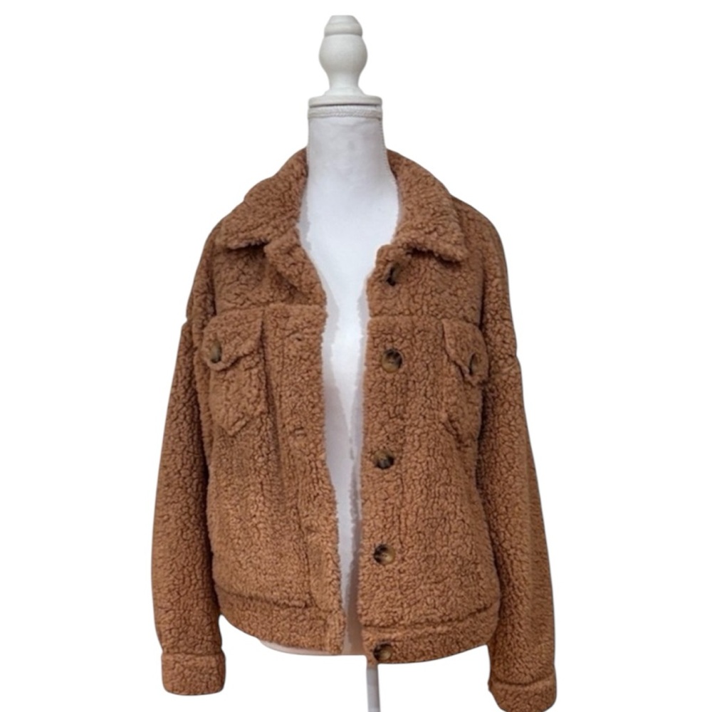 NWT Hippie Rose Brown Teddy Jacket